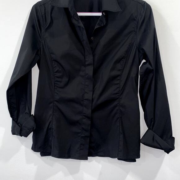 Rivamonti Black Button-Up Long Sleeve Shirt Women's Classic Fit Size M - Picture 5 of 8